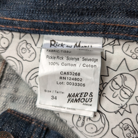 Naked & Famous Denim x Rick and Morty selvedge JEANS 34 fits smaller - Picture 5 of 10